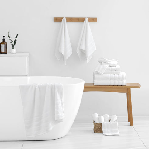 QAJ 8-Piece Set, 100% Set (2 2 4 Bath Towels Cotton Thick Soft Highly Absorbent Durable, Quick Dry, Bathroom Towels