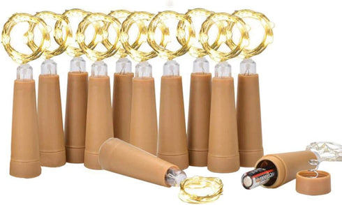 Amants01 Lights,12 Pack 20 Wine Bottle String LEDs AAA Battery Powered Warm White Wine Bottle Cork Stopper Lights