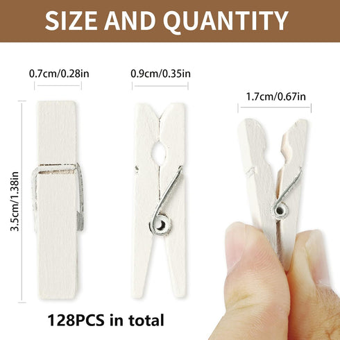 Mini Photo Clips, 128 Pcs Small Wooden Clothespins, 1.4 Inch for Baby Cloth, Pictures