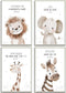 4Pcs Nursery Bible Verse Animal Canvas Wall Art Funny Cute Safari Animals