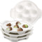 Okllen 4 Pack Ceramic Escargot Plates, 6.5 Inch Seafood Snail Dish with Handles, White Baking Dish