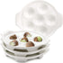 Okllen 4 Pack Ceramic Escargot Plates, 6.5 Inch Seafood Snail Dish with Handles, White Baking Dish