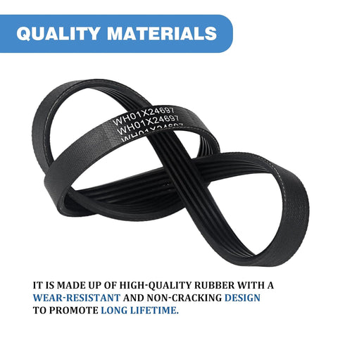 WH01X24697 Washer Drive Belt Compatible with GE, Hotpoint Clothes Washing Machine Belt Replacement AP6037512, 4585709, PS11767488