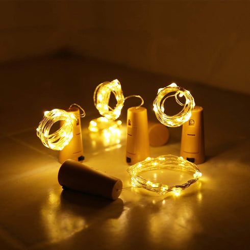 Aluan Wine Bottle Lights with Cork, 10 Pack Waterproof LED Fairy/String Lights for Jar Party Wedding Decoration, Warm