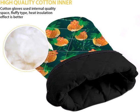 Oven Mitts and Pot Holder Set of 2, Durable Cotton Lining Heat Insulation Gloves for Kitchen