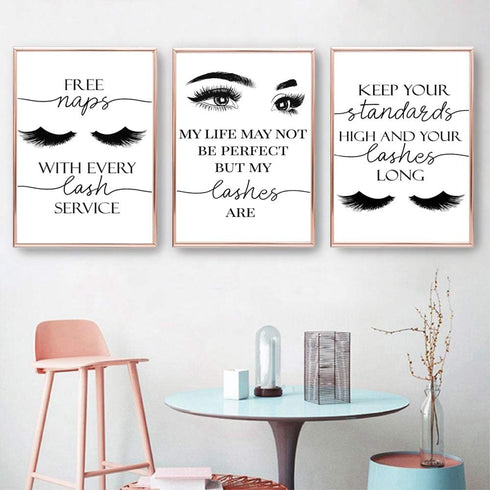 Beauty Salon Wall Decor - Eyelashes Guide Poster, Makeup Wall Art for Teen Girls, 16x24x3 inch