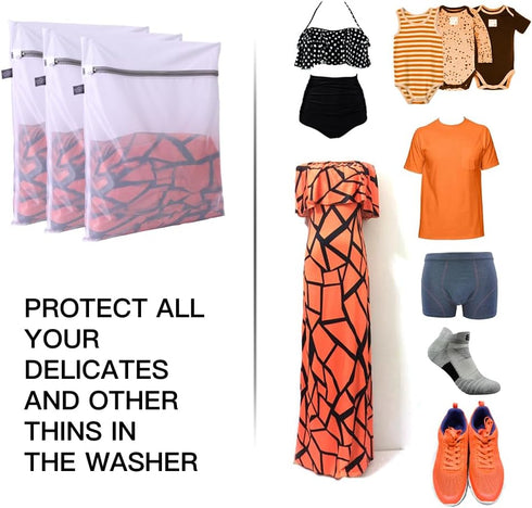 Kimmama Mesh Laundry Bag Wash Bags, Zippered Net Washer Sack for Cleaning and Drying Cloths, Delicates, Intimates, Bra,