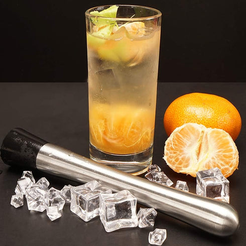 SENHAI Stainless Steel Cocktail Muddler, Spiral Mixing Spoon & 4-Prong Bar Strainer - Bartender's Tool Set
