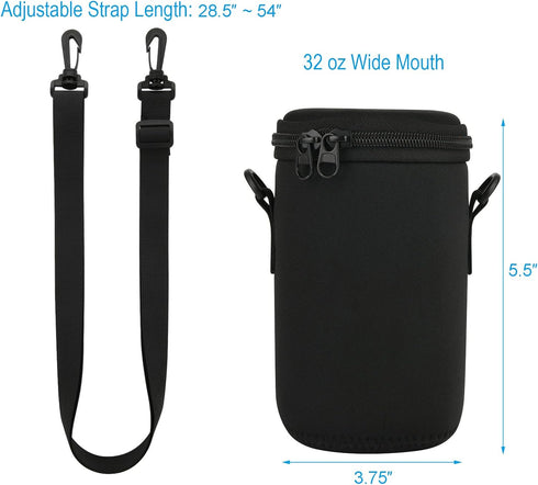 Cosmos 32 Oz Mason Jar Portable Neoprene Insulated Bag Mason Jar Insulated Holder Pouch, Glass Bottle Sleeve Cover