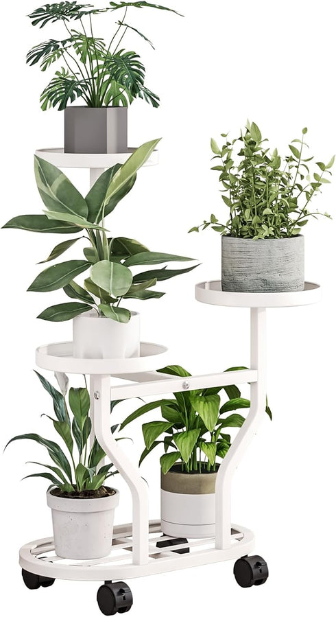 Plant Stand with Wheels 3 Tier Metal Plant Holder Corner Flower Shelf