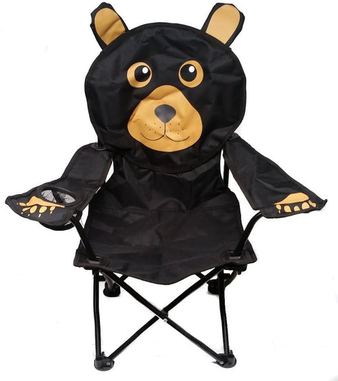 Wilcor Kids Folding Camp Chair with Cup Holder and Carry Bag - Black