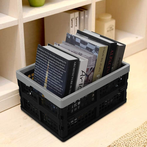 16 L Plastic Folding Storage Crates, Collapsible Plastic Crate, 2 Packs