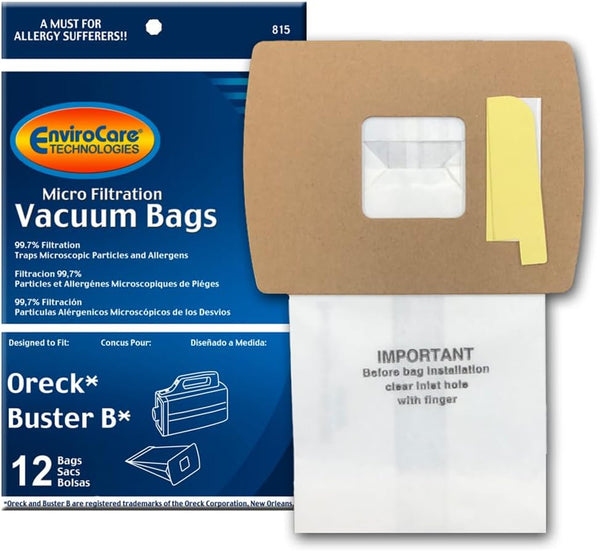EnviroCare Replacement Vacuum Bags for Oreck Super-Deluxe Compact and Buster B Canister Vacuums, 12 Pack