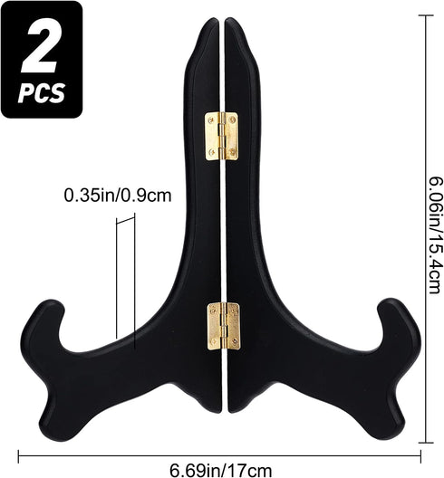 GORGECRAFT 2 Packs Wooden Display Stand Black Easels Plate Holders for Home Displaying Picture Photo Books Weddings Birthday Table Decoration Racks 6 Inch