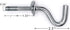 Zinc Heavy-Duty Replacement Hooks, 2 Packs Holding Hammock Fit 3/8 Inch Dia. 1-1/4 to 2 Inch Long Hole