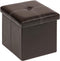 B FSOBEIIALEO Folding Storage Ottoman - Faux Leather Footrest Seat Coffee Table Toy Chest for Kids, Brown