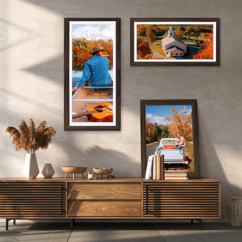 5x7 4x6 5x7 KTKDE Picture Frame, Photo Frame Walnut with Real Glass for Picture photo with Mat or photo without Mat