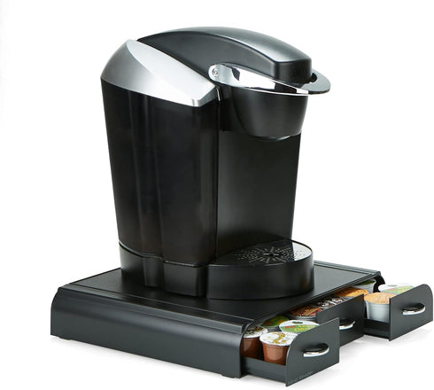 Mind Reader Single Serve Coffee Organizer with 3 Drawers, 36 Capacity, Black