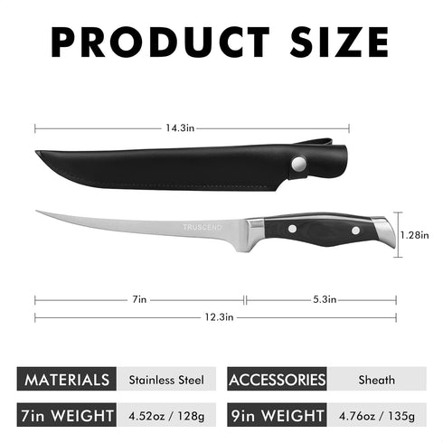 TRUSCEND Boning Knife with Protective Sheath, Razor Sharp Stainless Steel Chef Knives for Boning Filleting Trimming Skinning, Kitchen Cutlery with Ergonomic Anti-slip Handle by TRUSCEND