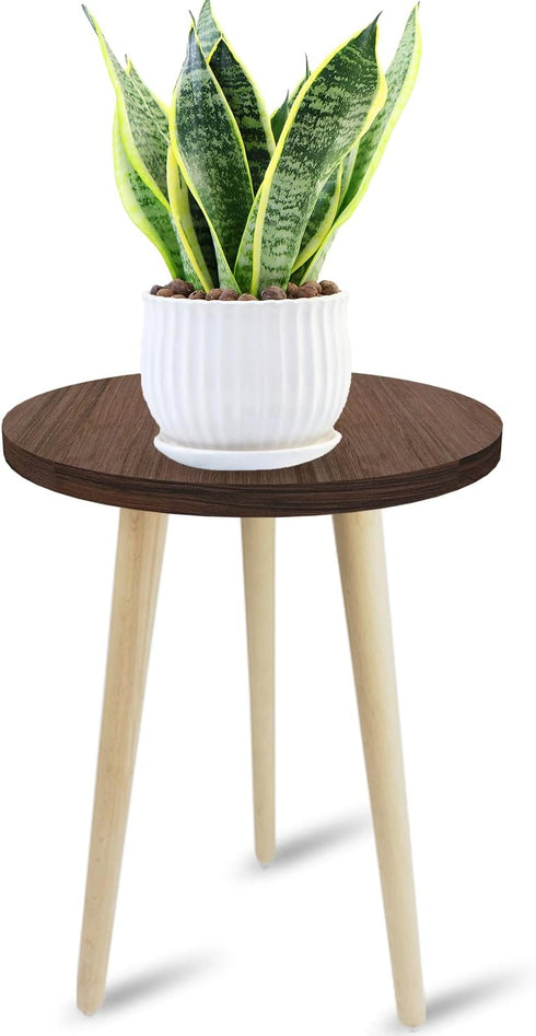 Tuohours 18IN Tall Plant Stand Holder for Indoor Planters, Mid Century Small Round