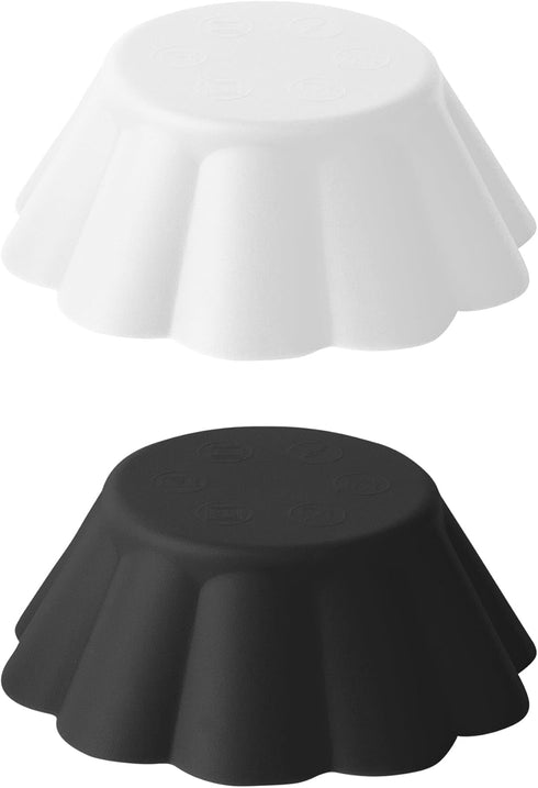 Fox Run Reusable Silicone Cupcake and Muffin Wrappers, Set of 12 Scalloped Bake Cups (Black and White)