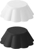 Fox Run Reusable Silicone Cupcake and Muffin Wrappers, Set of 12 Scalloped Bake Cups (Black and White)