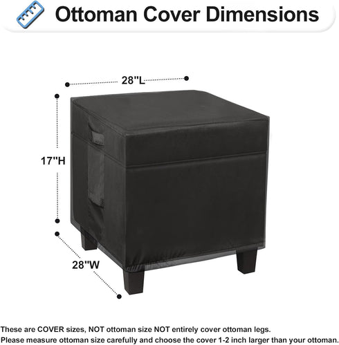 28L 28W 17H Inch, OutdoorLines Outdoor Waterproof Patio Ottoman Covers - Square UV-Proof Patio Side Table Cover