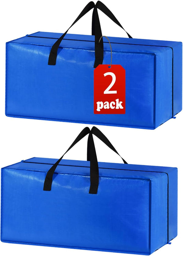 Heavy Duty Extra Large Moving Bags Storage Tote - 2 Pack, Strong Handles & Backpack Straps, Space Saving Alternative to