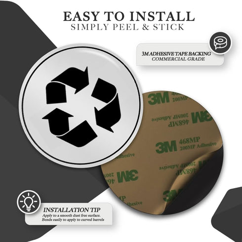 Trash and Recycle Stickers Set of 2 | Weatherproof & UV Stable | Kitchen, Pantry, Office Organization | 3x3" Round