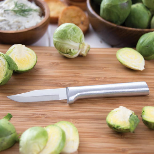 RADA Cutlery Peeling Paring Knife (R102), 2.5" Stainless Steel Hollow Ground Blade, Silver Handle, Made in USA