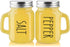 Yellow Salt and Pepper Shakers Set - Glass Salt and Pepper Set for Cooking Table, RV, BBQ, Easy to Clean & Refill -