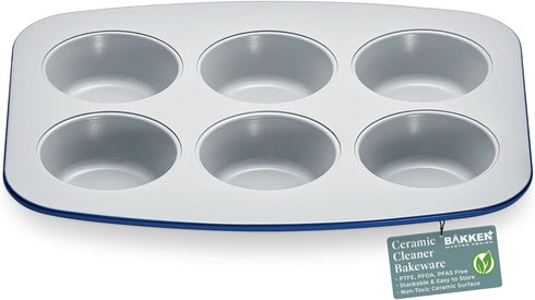 Bake with Elegance: 6-Cup Cake/Muffin Pan Set, Aluminized Steel with Ceramic Non-Stick Coating