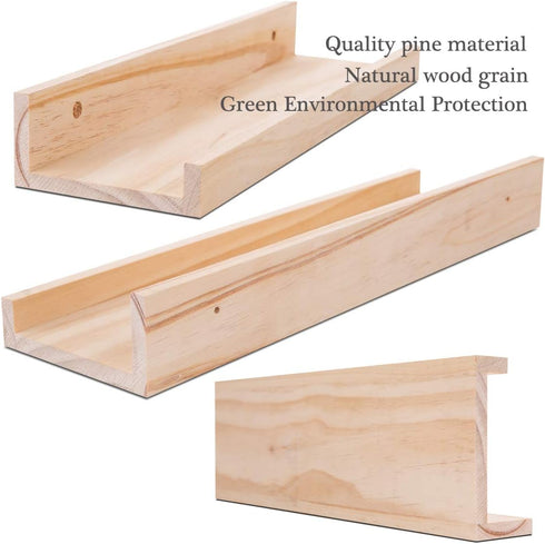 Set 2, 16 Inches AZSKY Picture Ledge Shelf, Small Floating Shelves of Nursery Book Shelves for Storage, Bookshelf Wall