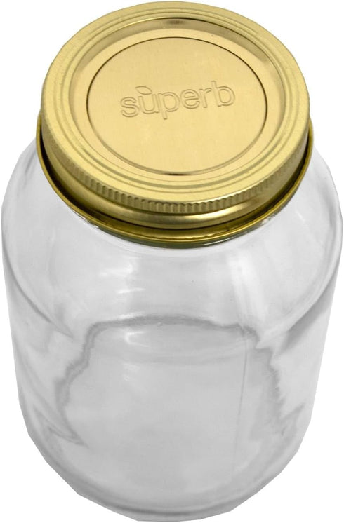 Canning Jars with Lids and Bands, Quart Size Regular Mouth Clear Glass Mason Jar, Pack of 4