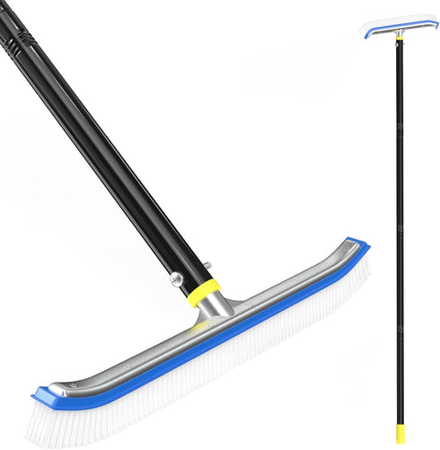Swimming Pool Brush with Pole 6FT,18" Swimming Pool Brush Head with Nylon