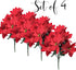 BANBERRY DESIGNS Poinsettia Picks - Set of 7 Red Christmas Flowers, 11" H Poinsettia Flower Bunch