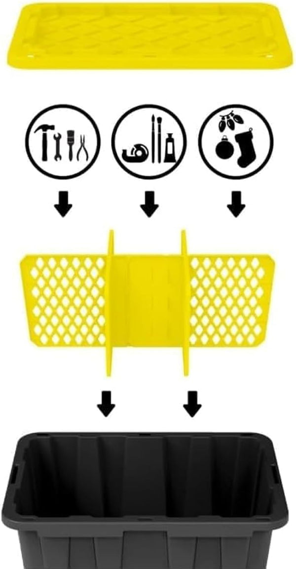 Universal 27-gal. Tough Storage Tote Divider, 6-slot Strong Box Divider for Storage Containers, Easy to Attach
