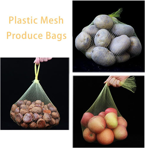 TEMUCY 24 Inch (Yellow-100PCS) Plastic Mesh Produce Bags, Seafood Boil Bags for Crawfish Crab Shellfish Cooking