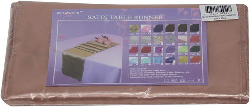 WELMATCH Rose Gold Satin Table Runners - 5 pcs Wedding Banquet Party Event Decoration (Rose Gold)