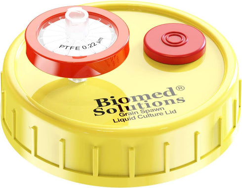 6Pcs Liquid Culture Lid for Mason Jar, Regular Mouth with 0.22um PTFE Filter & 20mm Injection Ports, Yellow