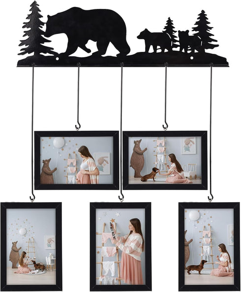 Giftgarden Black Bear Decor Hanging Picture Frames 4x6, Woodland Bear Themed Bedroom