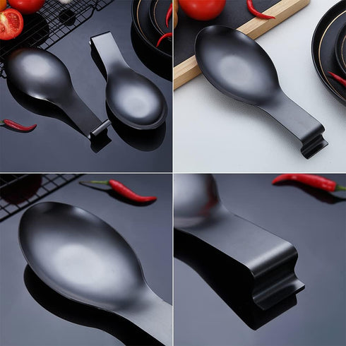 Matte Black Spoon Rest, Stainless Steel Holder for Stove Top, Kitchen Utensils Holder for Ladles, Tongs, Dishwasher Safe