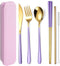 AARAINBOW 6 Pieces 18/8 Stainless Steel Flatware Set, Portable Reusable Travel Utensils Set Including Knife, Fork,
