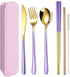AARAINBOW 6 Pieces 18/8 Stainless Steel Flatware Set, Portable Reusable Travel Utensils Set Including Knife, Fork,