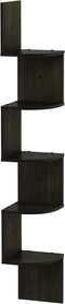 Furinno ROSSI Floating Book Shelves for Wall, 5-Tier Zigzag Corner Shelf Wall