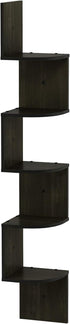 Furinno ROSSI Floating Book Shelves for Wall, 5-Tier Zigzag Corner Shelf Wall