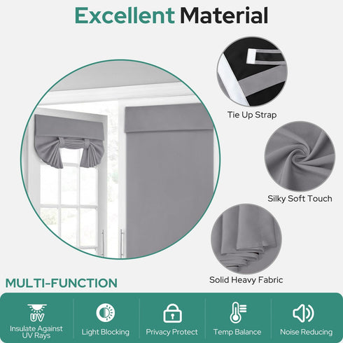 HOMEIDEAS 100% Blackout French Door Curtains, 26 X 40 Inch, Privacy Door Curtains, Thermal Insulated Room Darkening