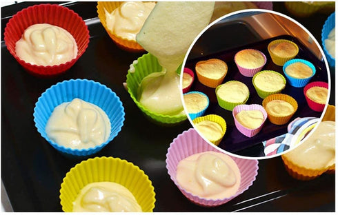 Reusable Silicone Cupcake Liners, Non-Stick Baking Muffins Mold, Set of 12 Kitchen Accessories