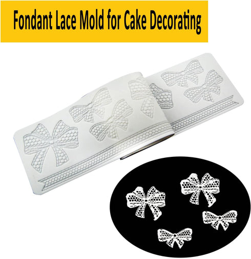 3D Hollow Bowknot Shape Molds, Silicone Baking Fondant Lace Mold for Cake Decoration, Cupcake Top (Bowknot)