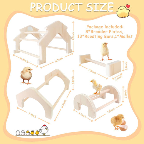 (4 Pack), Wooden Chicken Perch Jungle Gym Roosting Bar, Chicken Coop Accessories